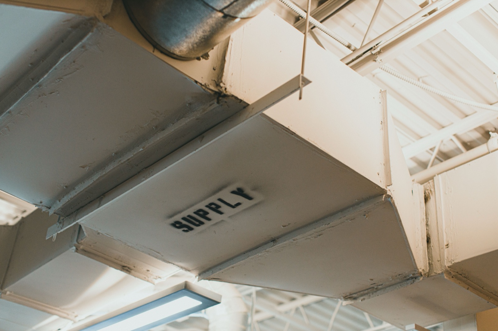 Commercial HVAC supply ductwork in the Okanagan