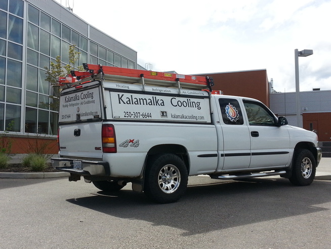 Kalamalka Cooling branded service truck in Vernon, BC